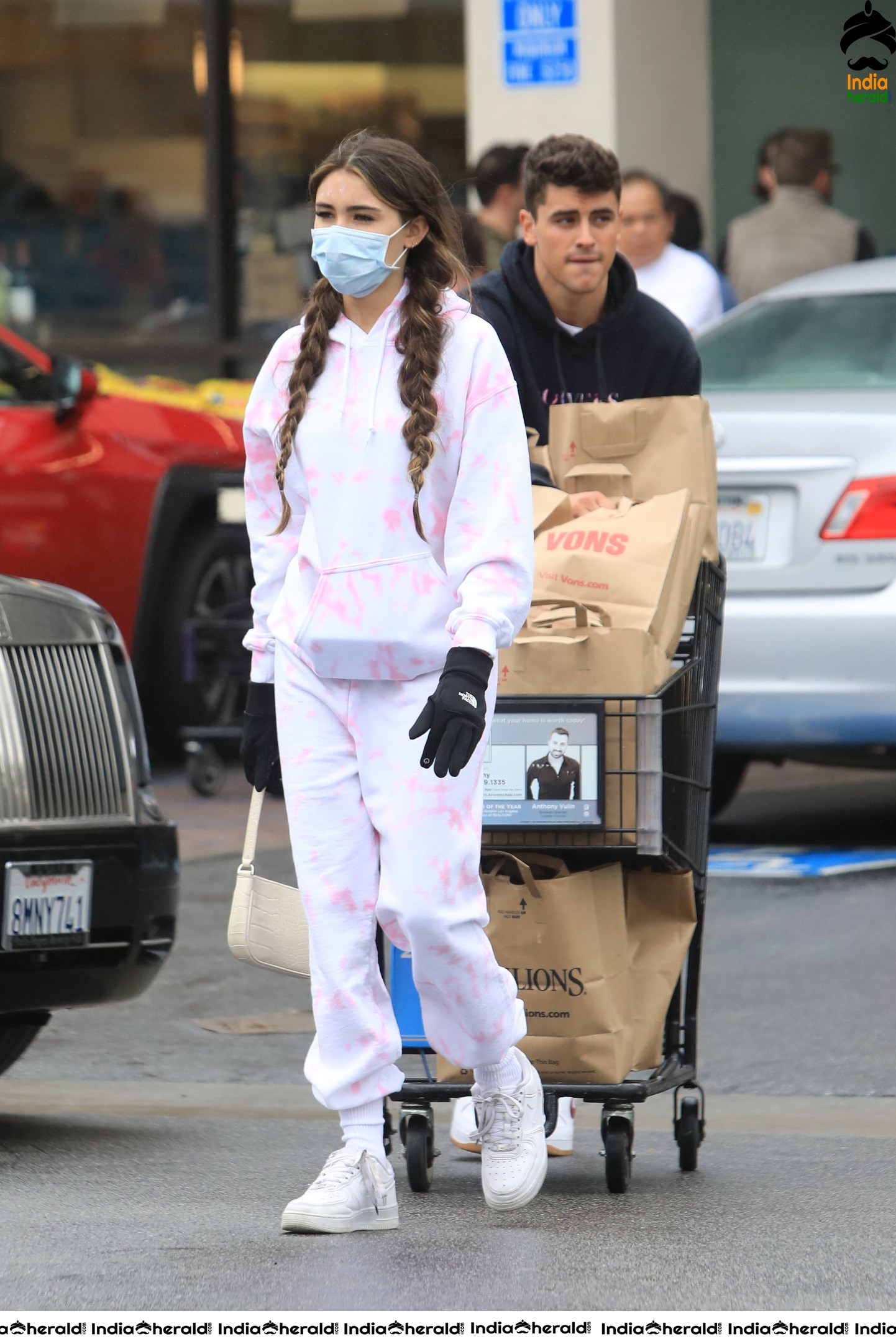 Madison Beer with Corona Virus Masks as she leaves a grocery store in Los Angeles