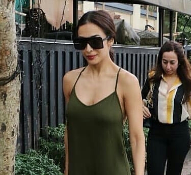 Malaika Arora In Olive Green Dress At Mumbai
