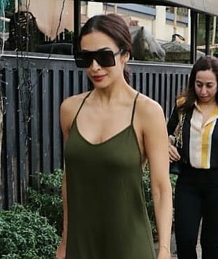 Malaika Arora In Olive Green Dress At Mumbai