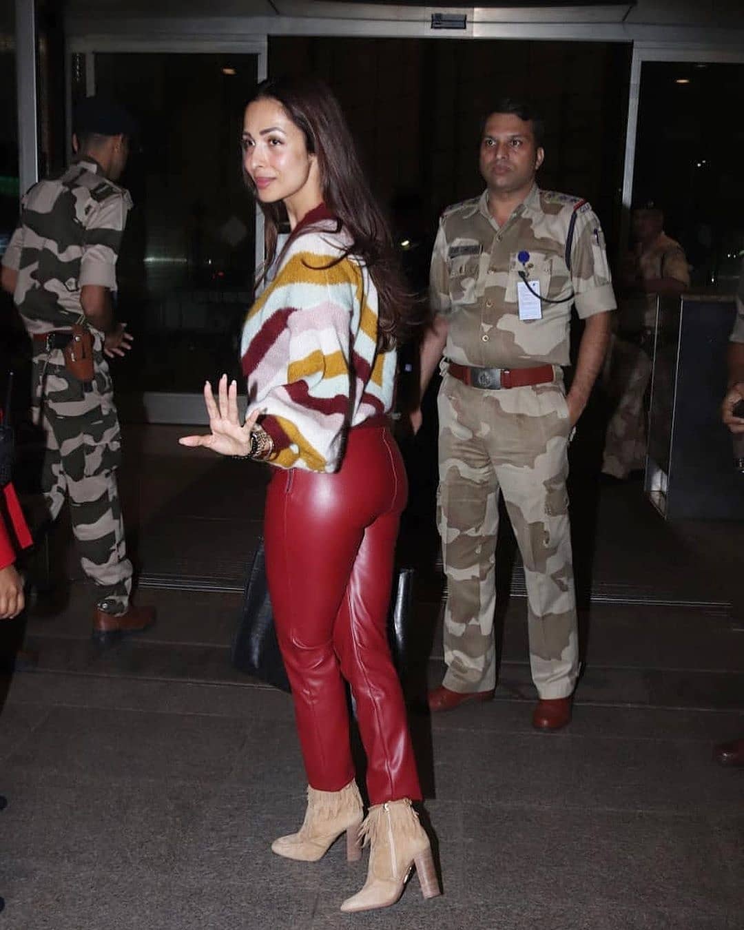 Malaika Arora Spotted In Juhu Wearing Maroon Spandex