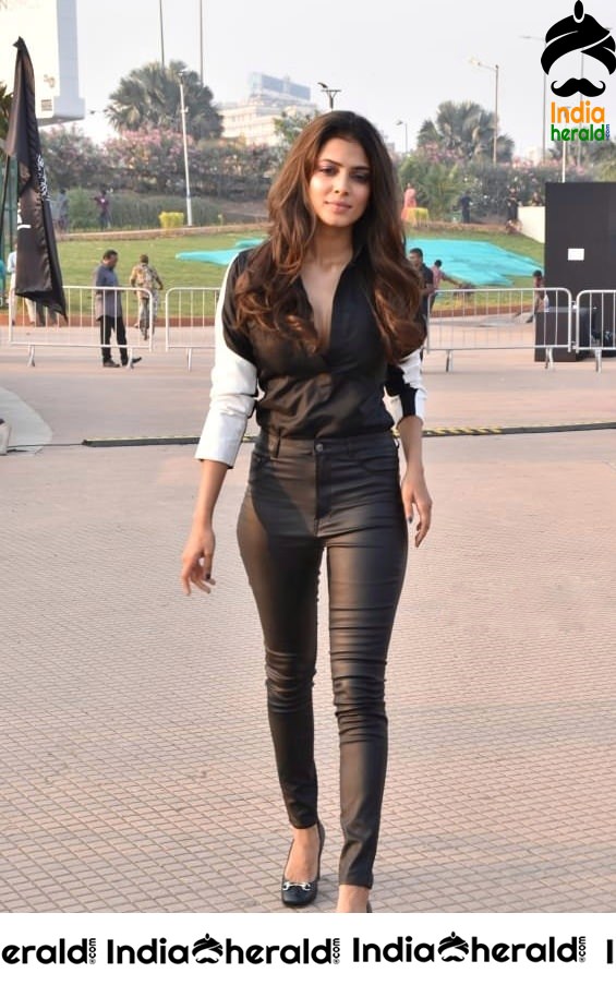 Malavika Mohanan at Leather Pants and Shirt at Lakme Fashion Week