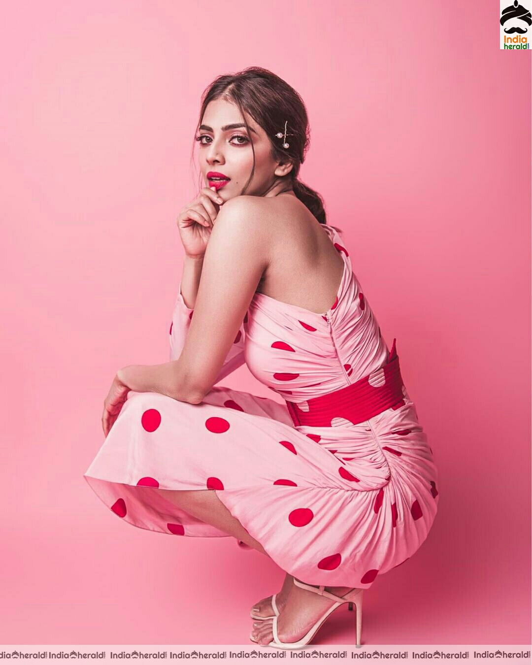 Malavika mohanan cute pink Background Stills