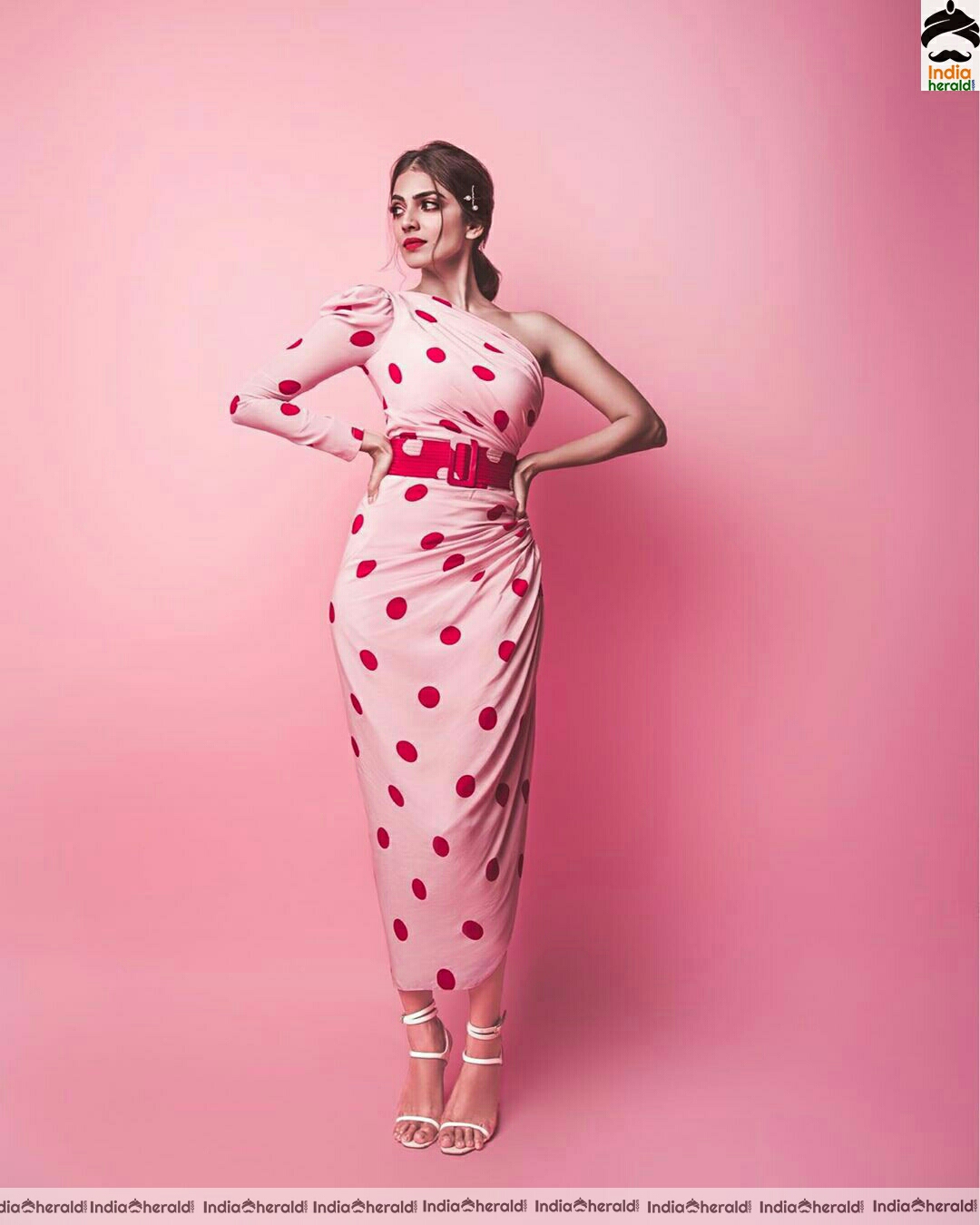 Malavika mohanan cute pink Background Stills