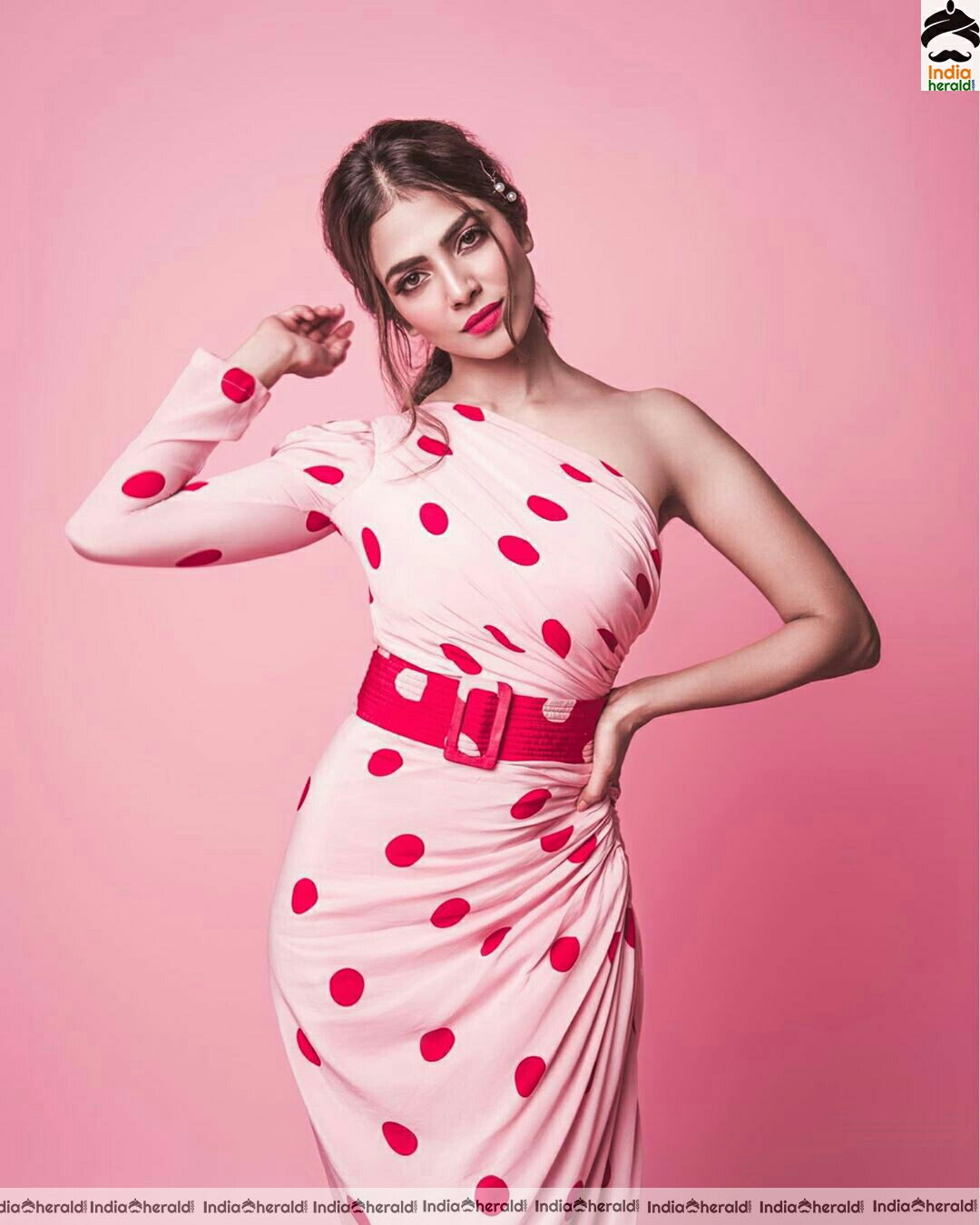 Malavika mohanan cute pink Background Stills