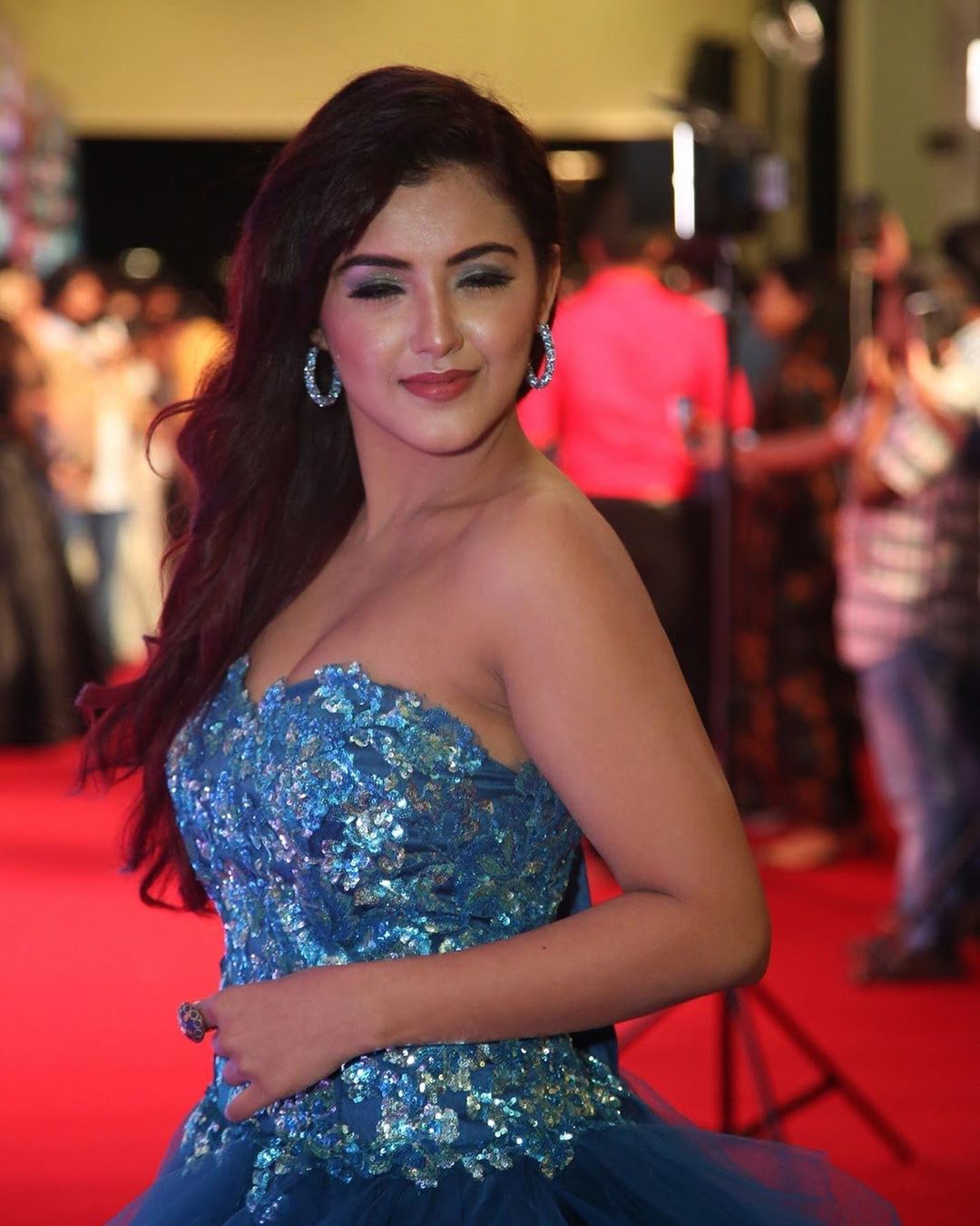 Malvika Sharma Oozing Sex Appeal In Blue Dress