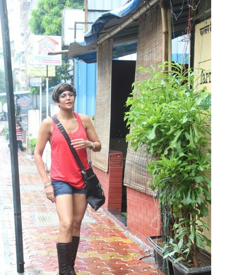 Mandira Bedi Spotted In Shorts At A Bandra Cafe