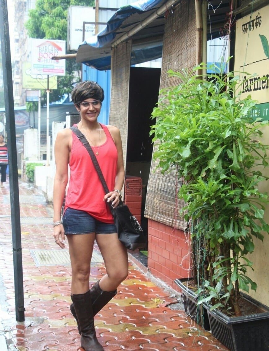 Mandira Bedi Spotted In Shorts At A Bandra Cafe