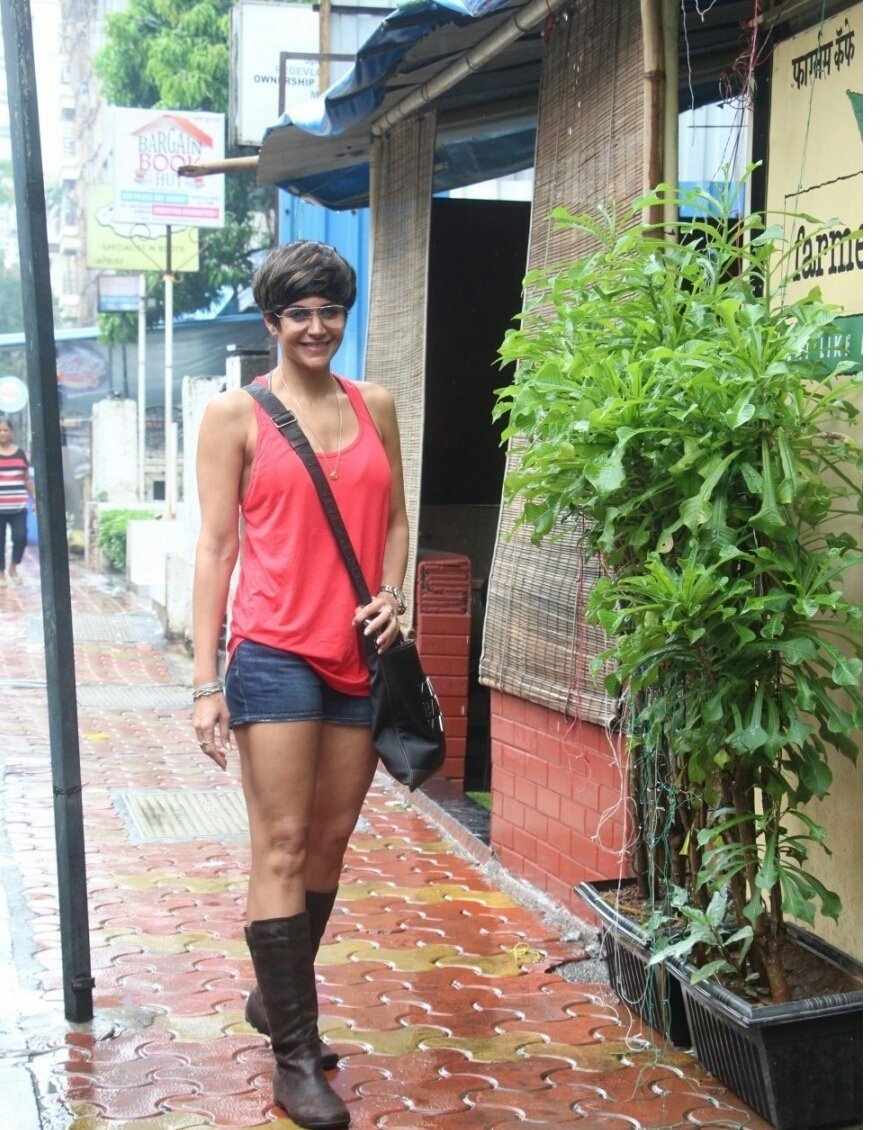 Mandira Bedi Spotted In Shorts At A Bandra Cafe