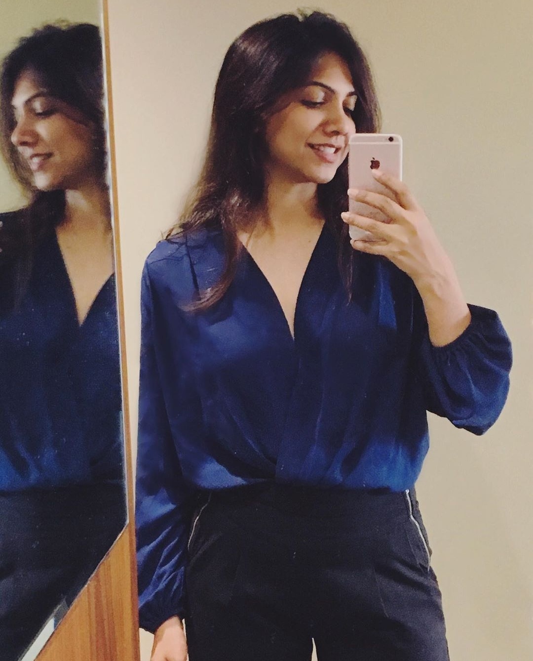 Mandonna Sebastian Latest Shoot In A Blue Shirt