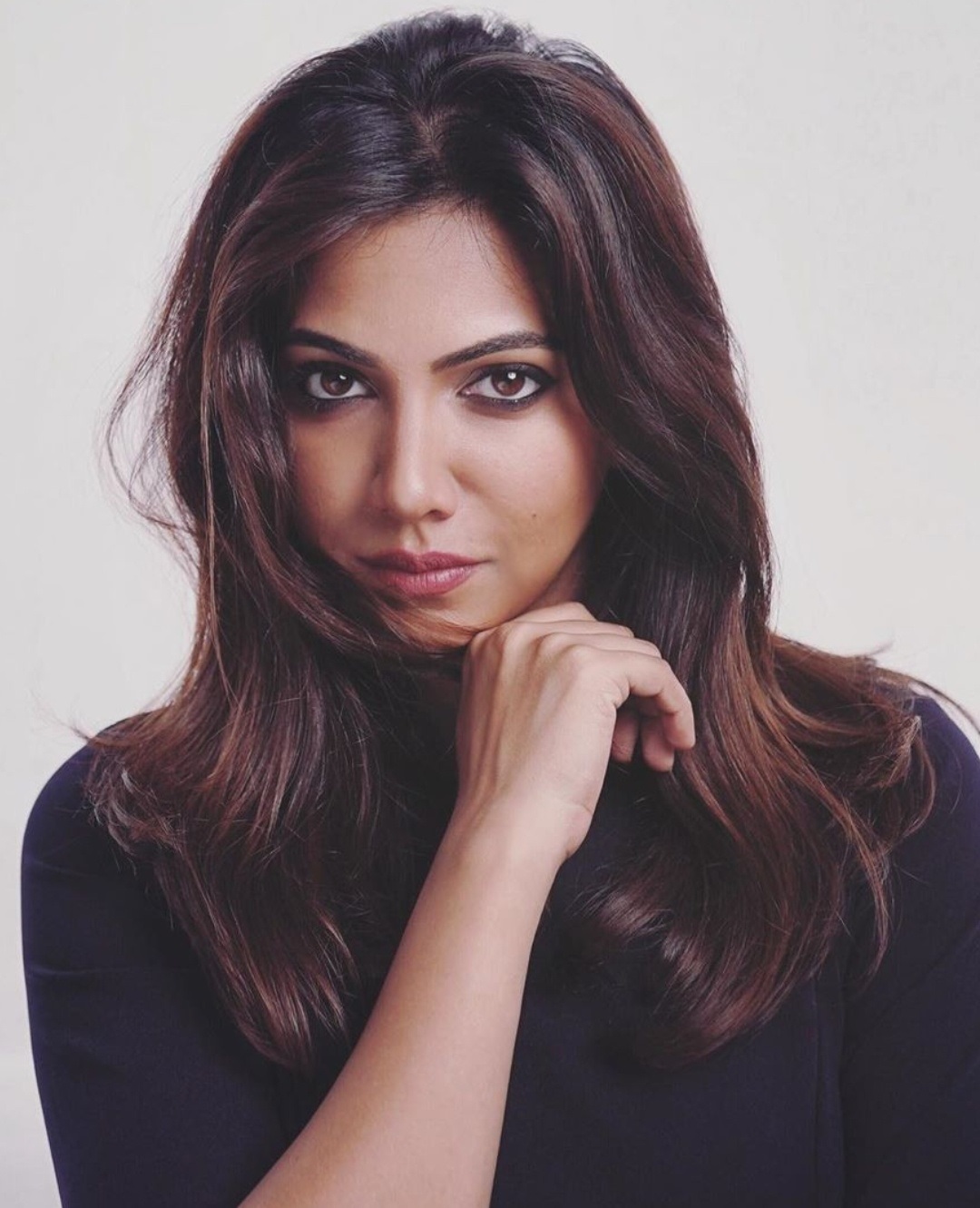 Mandonna Sebastian Latest Shoot In A Blue Shirt