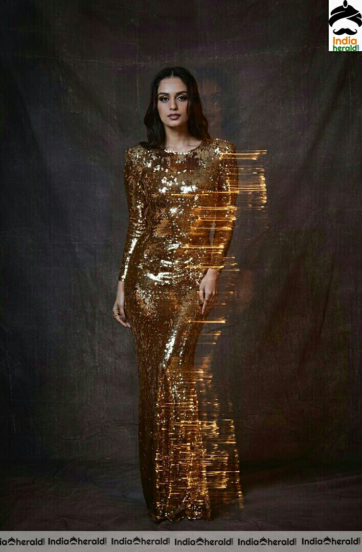 Manushi Chhillar Hot Latest Golden Glitter Dress Photoshoot