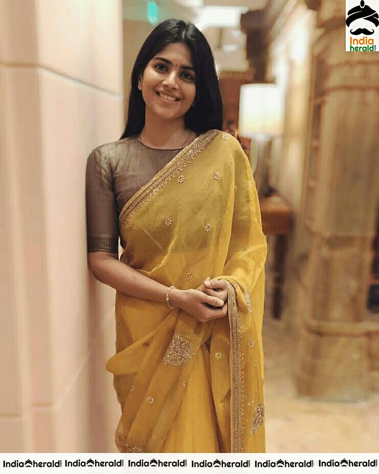 Megha Akash Classy New Saree Stills