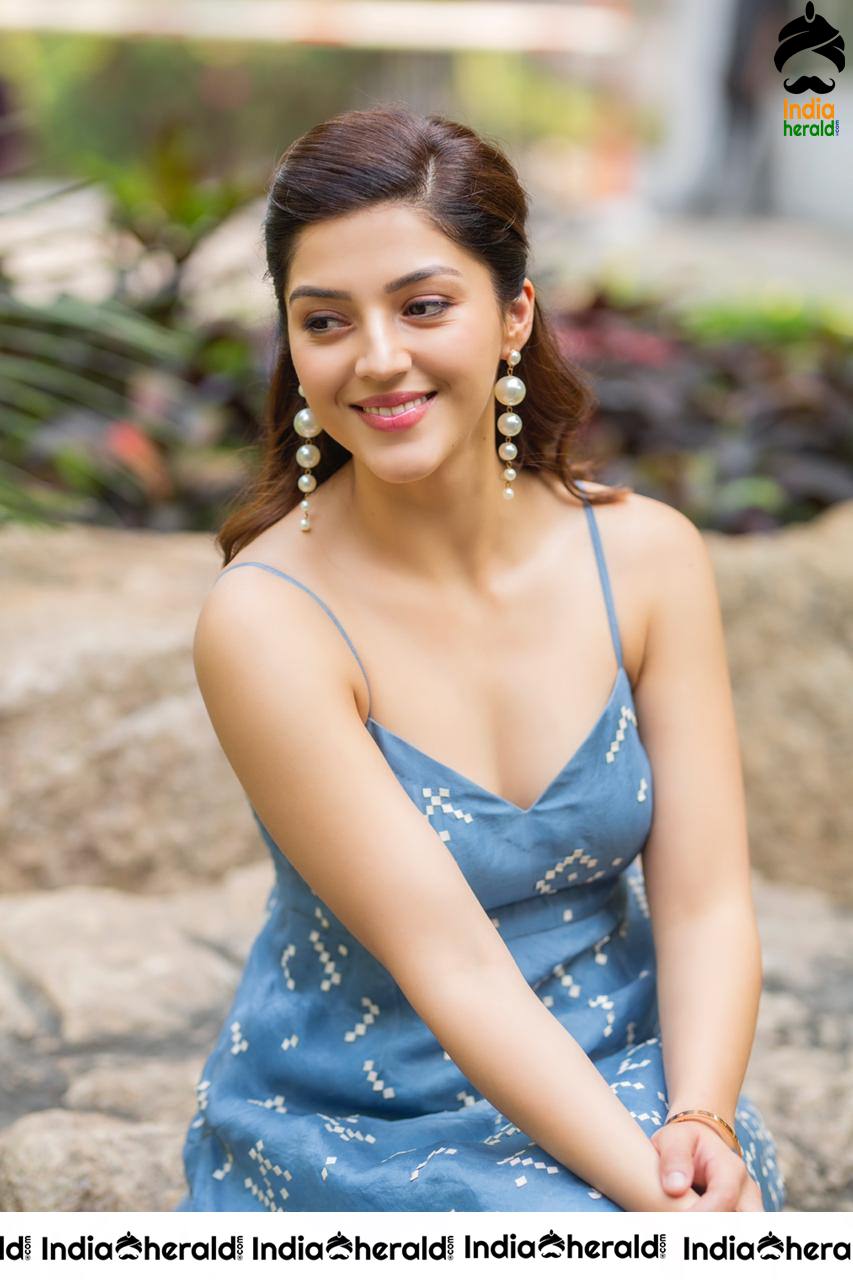 Mehreen Pirzada Latest cute and hot blue frock Stills