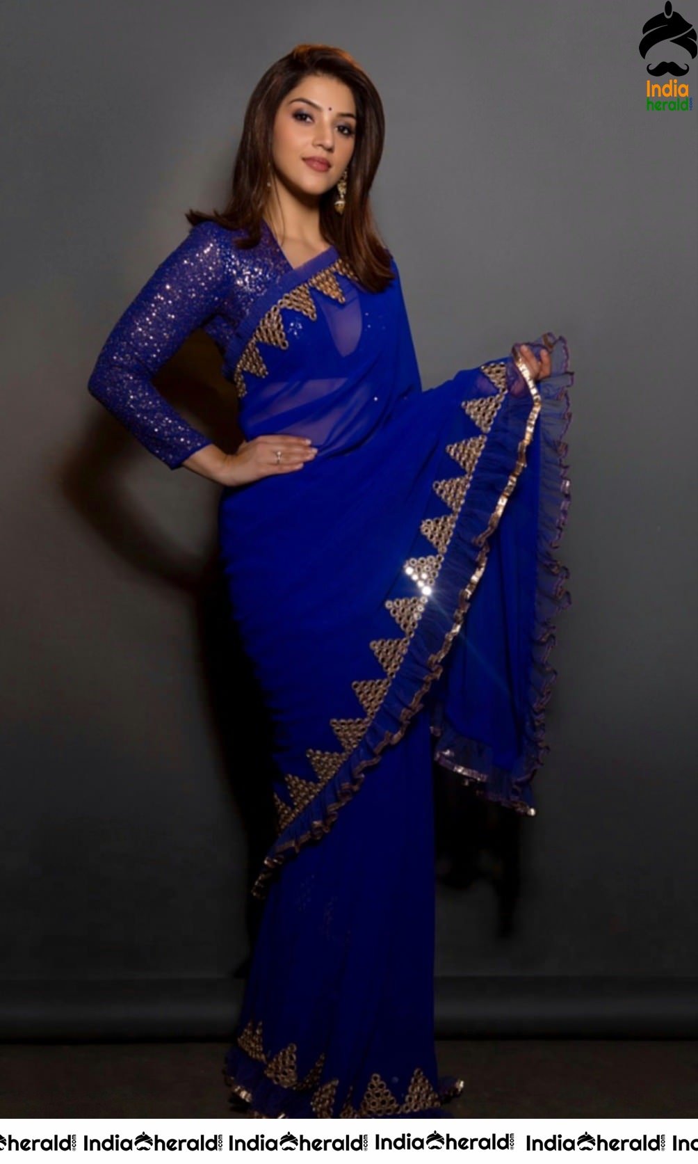 Mehreen Pirzada Latest Stills in Blue Saree