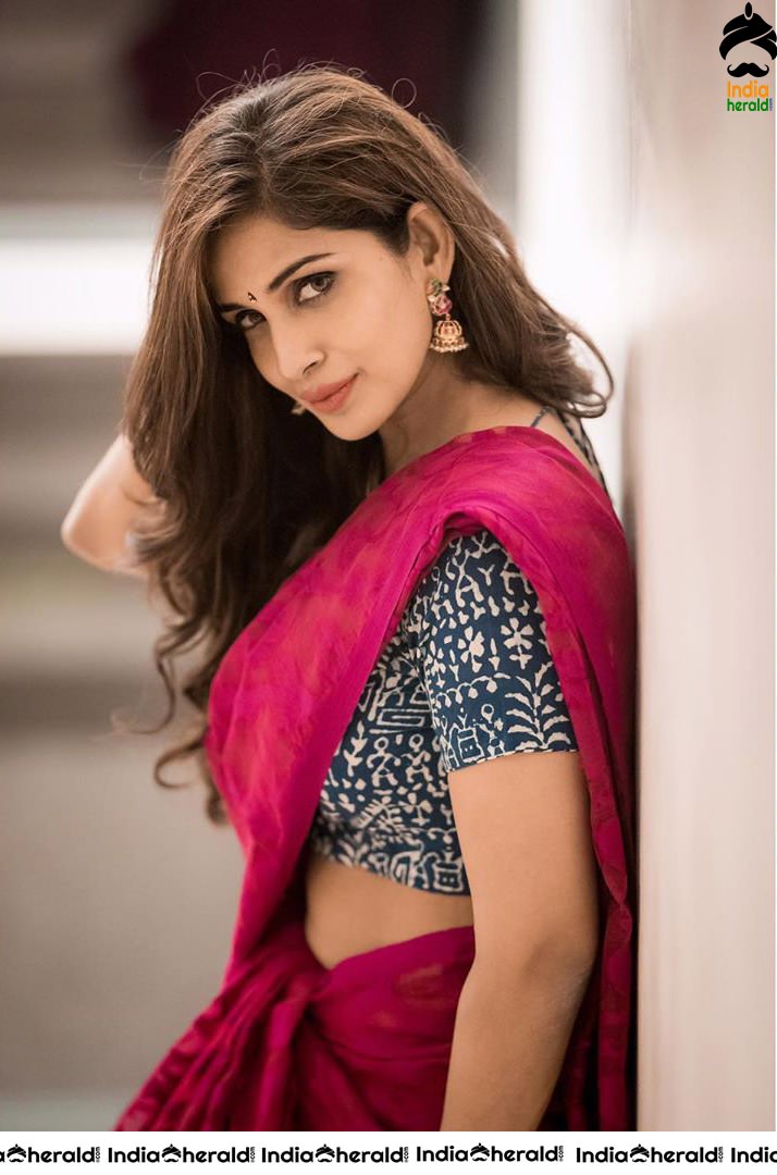 Model Samyuktha Sizzling Latest Hot Stills in Saree exposing Navel and Midriff