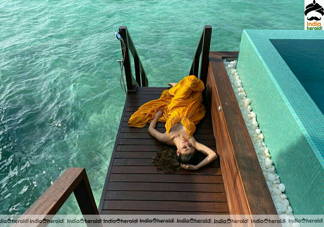 Mouni Roy Hot and Cute Latest Yellow Dress Stills