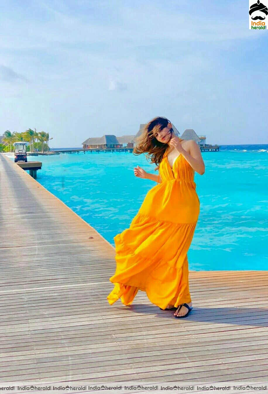 Mouni Roy Hot and Cute Latest Yellow Dress Stills