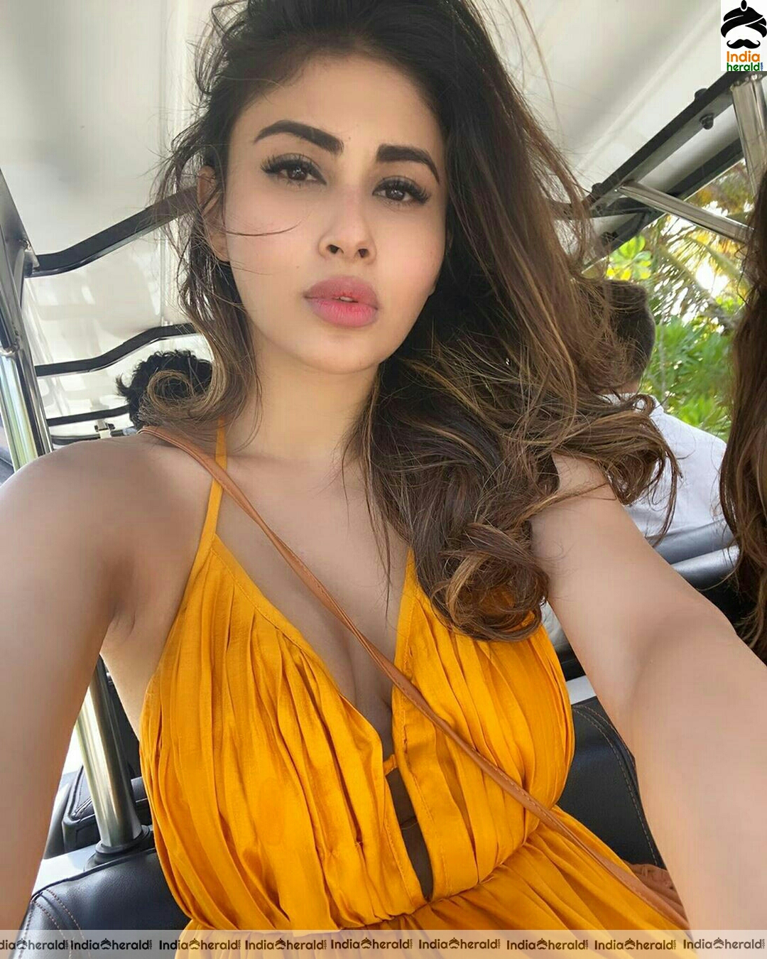 Mouni Roy Hot and Cute Latest Yellow Dress Stills