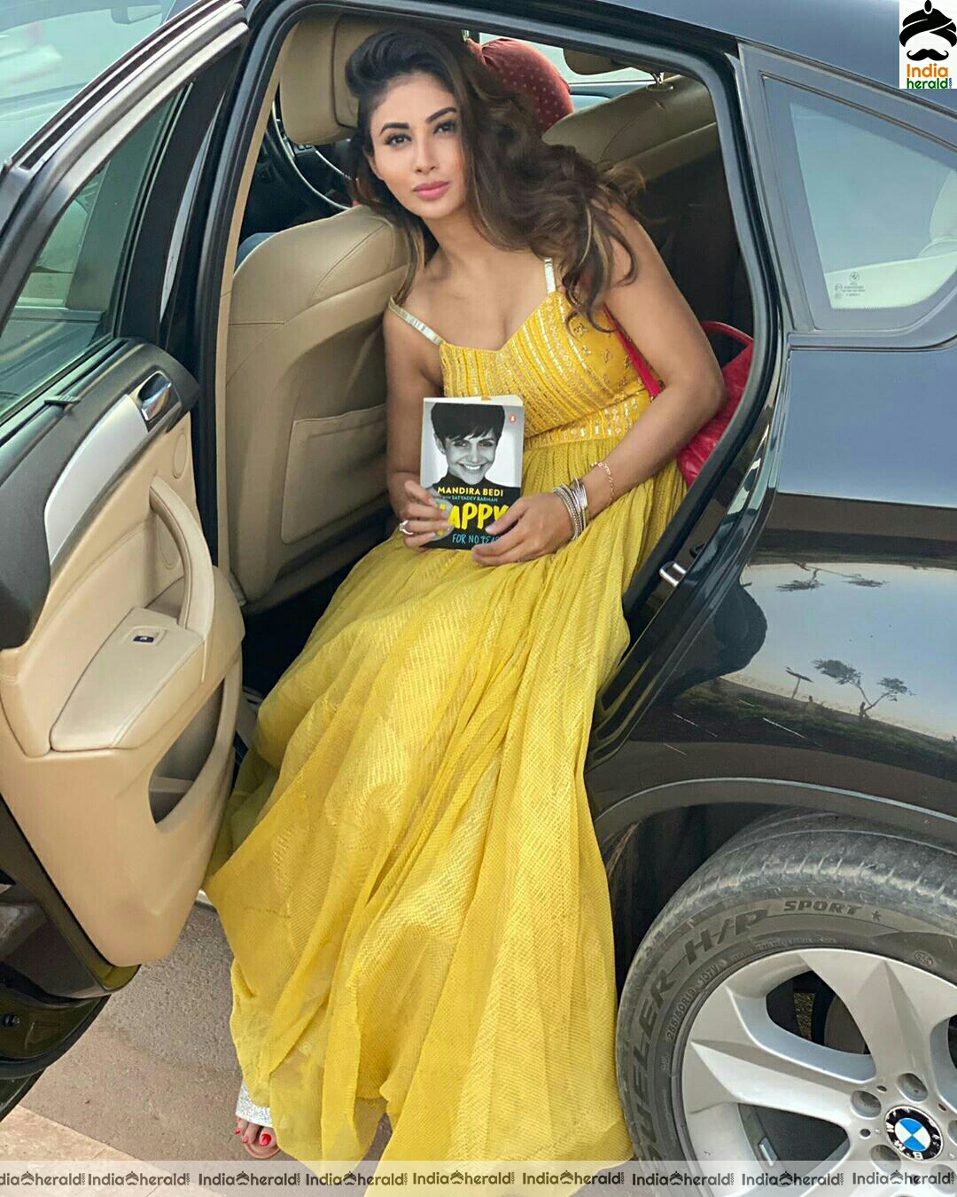 Mouni Roy Hot and Cute Latest Yellow Dress Stills