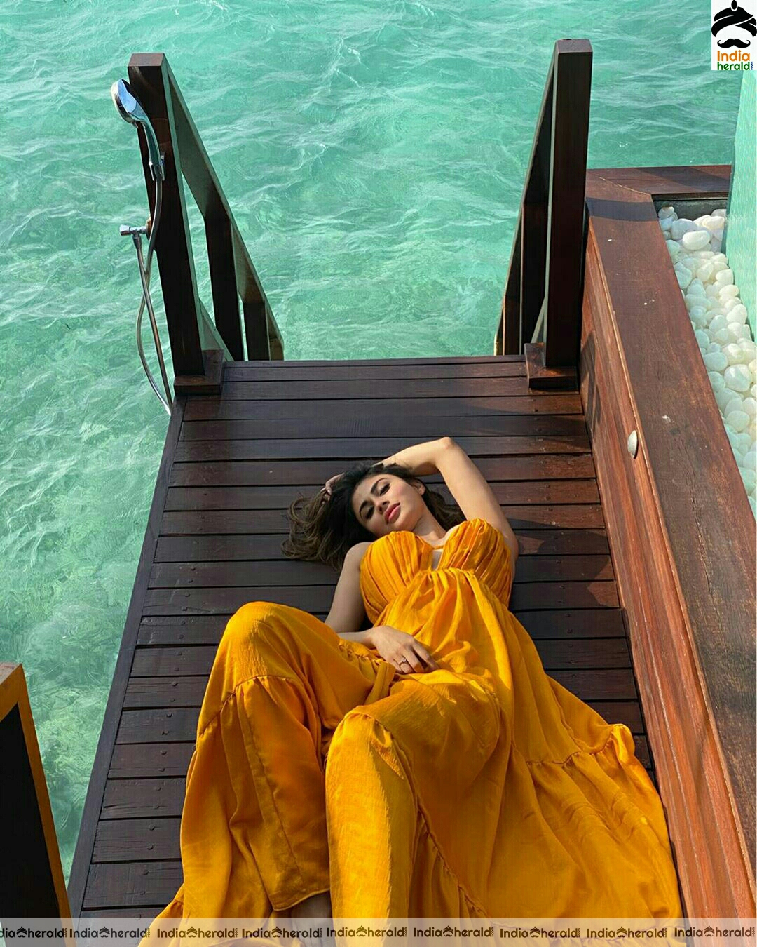 Mouni Roy Hot and Cute Latest Yellow Dress Stills