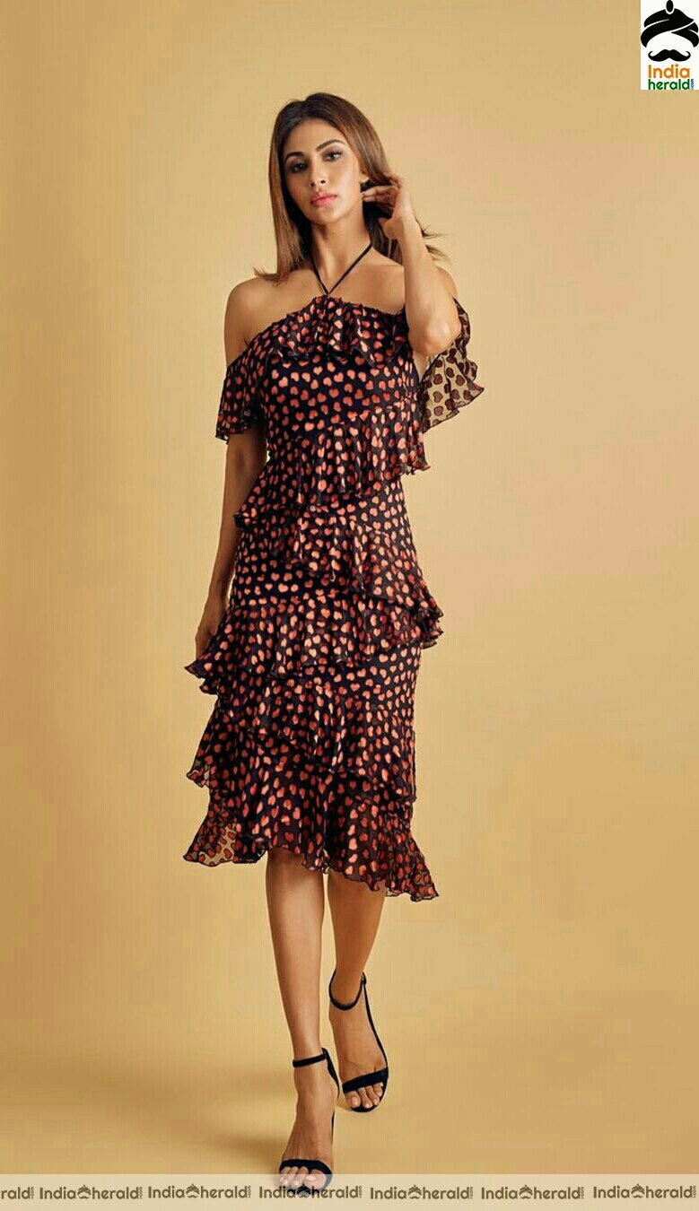 Mouni Roy Hot in Sleeveless Frock Stills