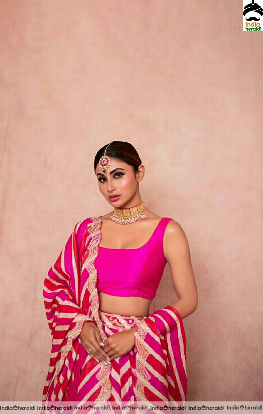 Mouni Roy Shows Her Sexy Waist Line In Sleeveless Pink Choli