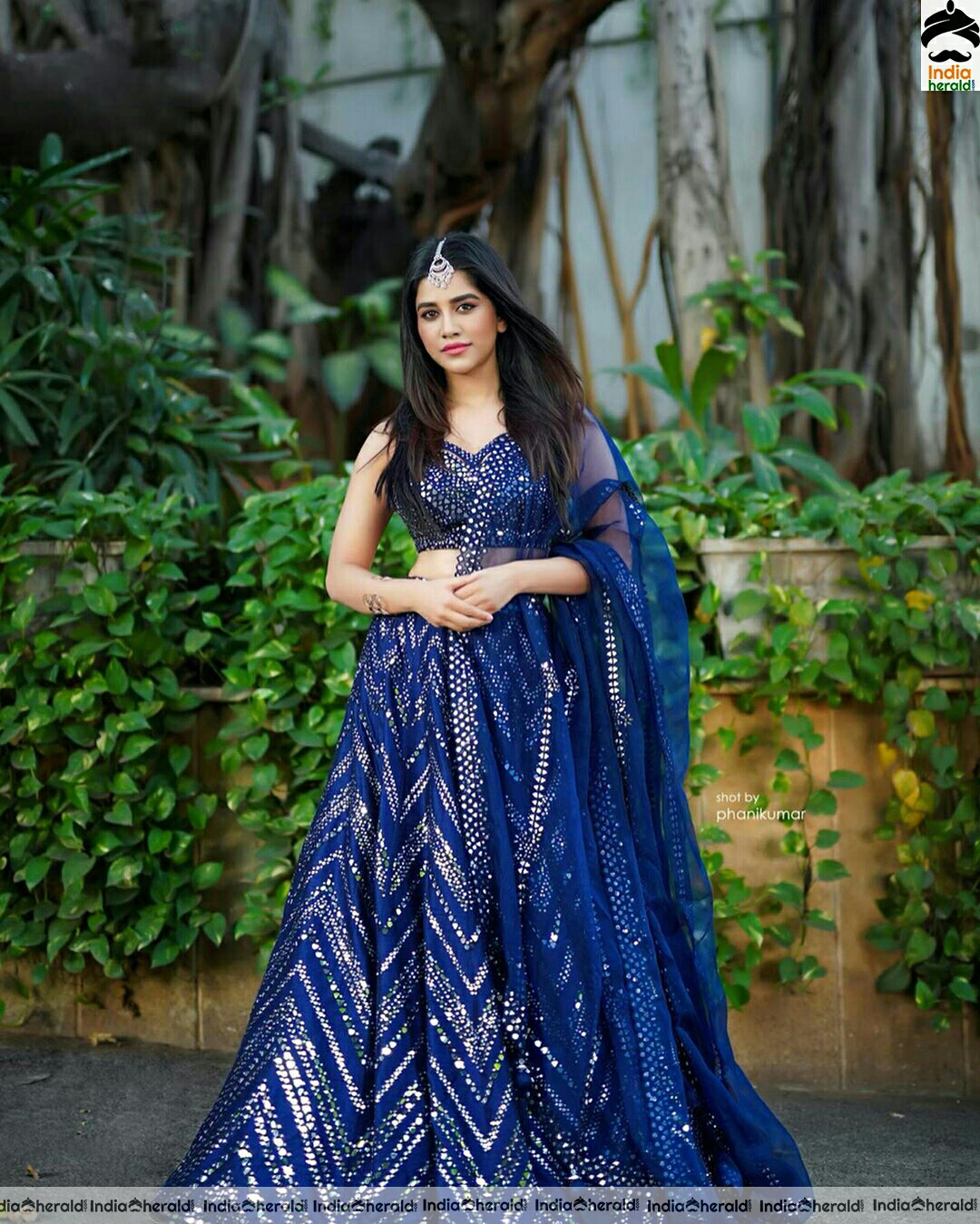 Nabha looking tempting in Royal Blue attire