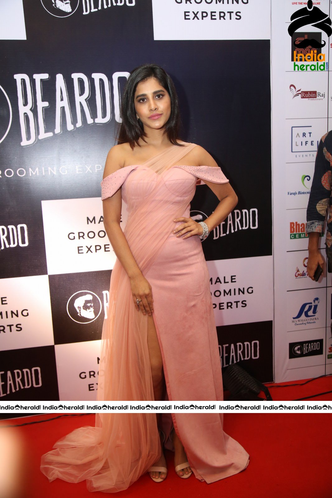 Nabha Natesh Hot in Tight Thighs Exposing Slit Cut Dress Set 1