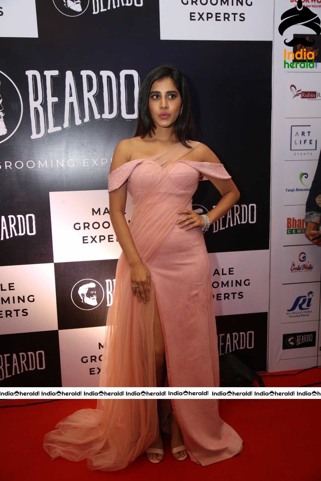 Nabha Natesh Hot in Tight Thighs Exposing Slit Cut Dress Set 1