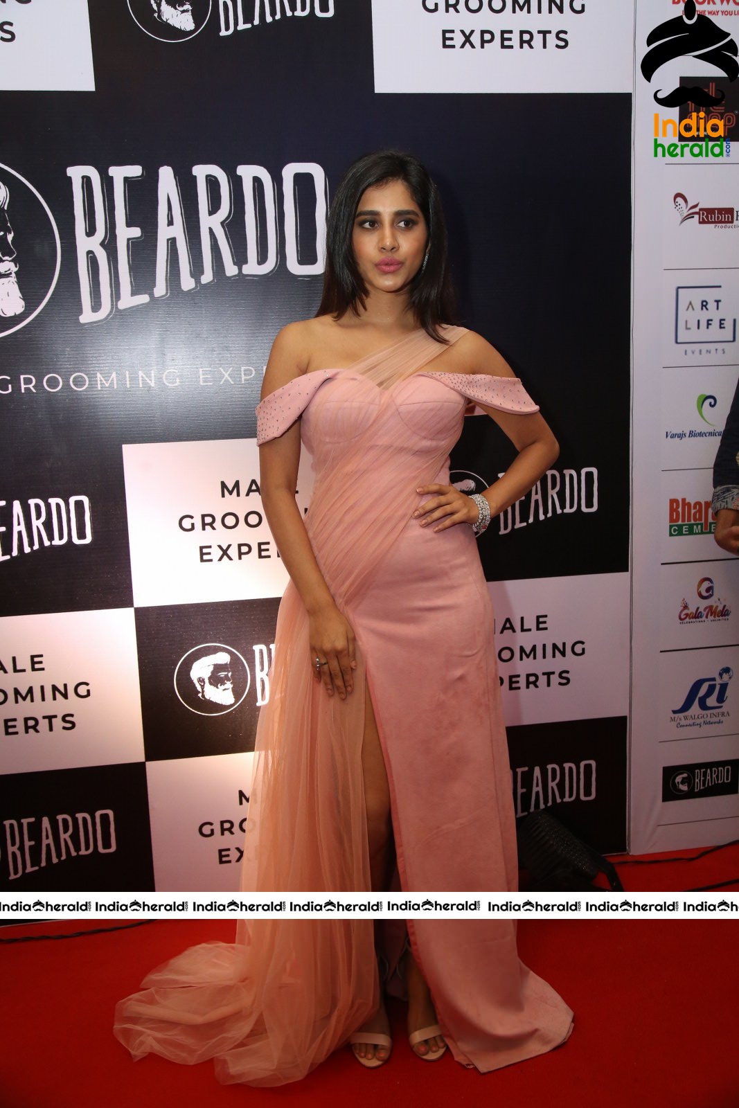 Nabha Natesh Hot in Tight Thighs Exposing Slit Cut Dress Set 1