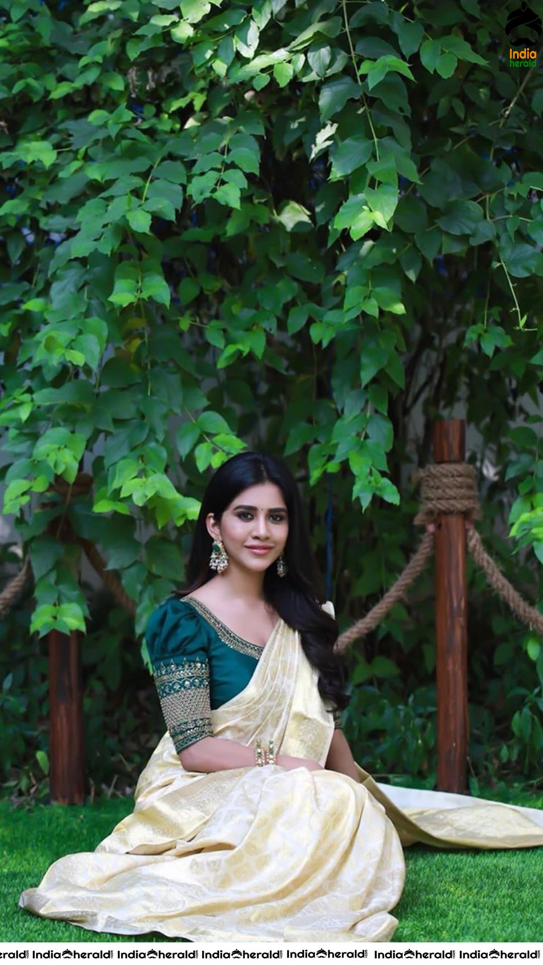 Nabha Natesh Latest Hot Cleavage Revealing Photoshoot in Saree