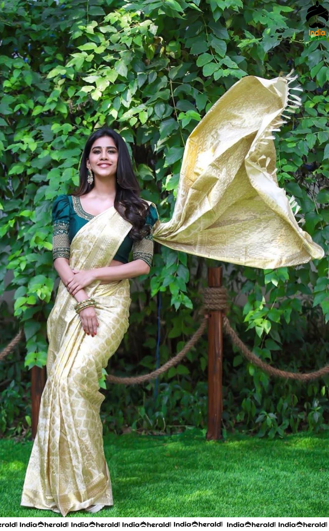 Nabha Natesh Latest Hot Cleavage Revealing Photoshoot in Saree