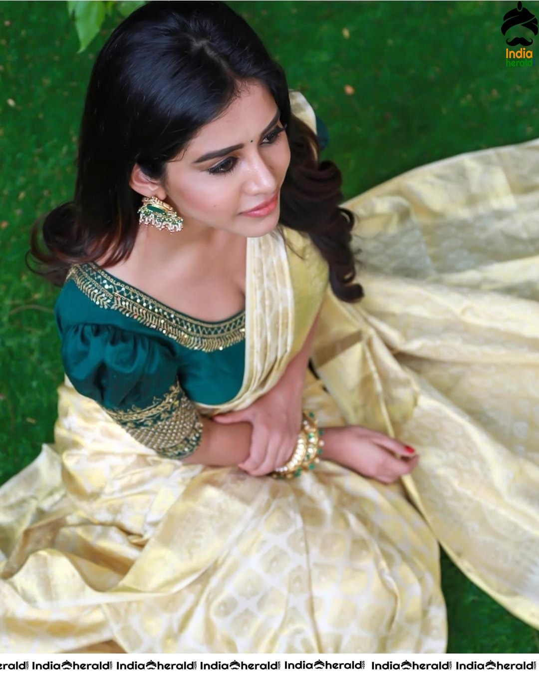 Nabha Natesh Latest Hot Cleavage Revealing Photoshoot in Saree