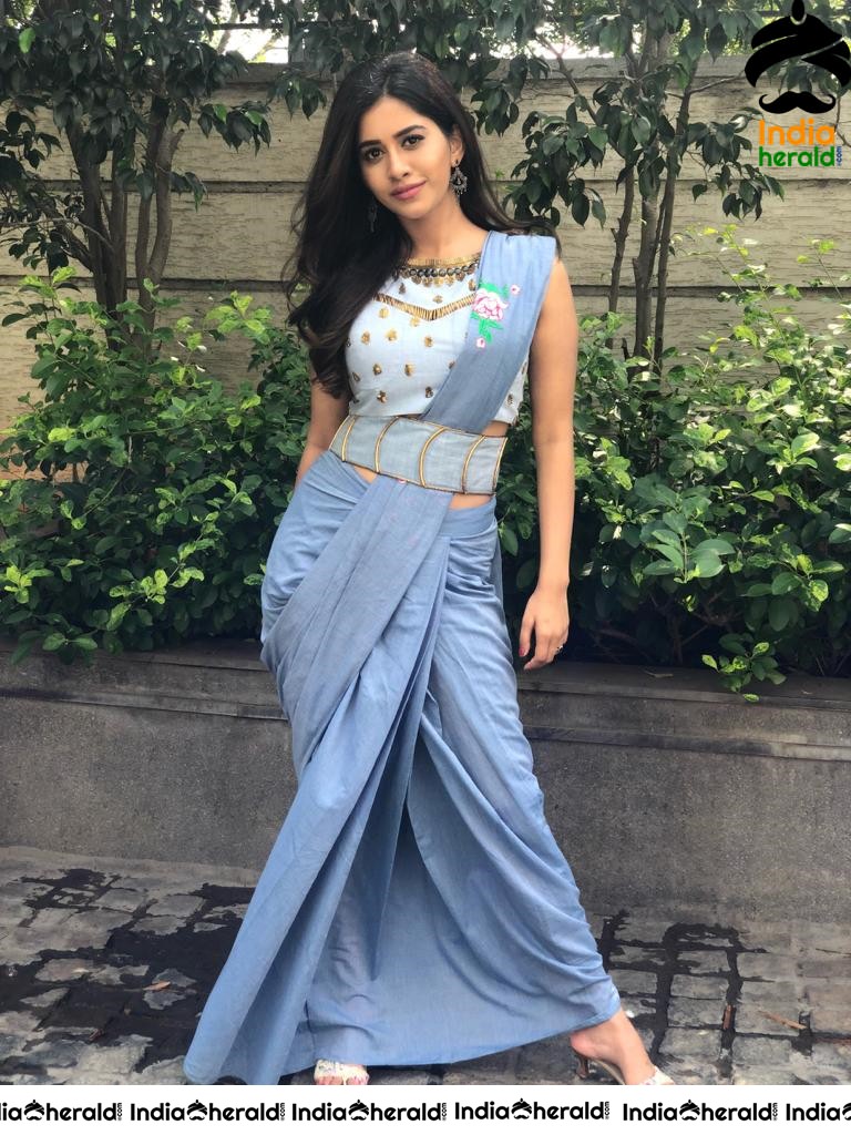 Nabha Natesh Latest Tempting Hot Clicks In Denim Blue Dress