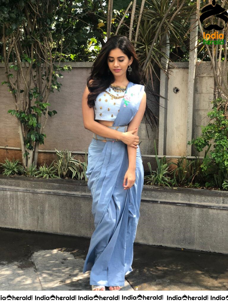 Nabha Natesh Latest Tempting Hot Clicks In Denim Blue Dress