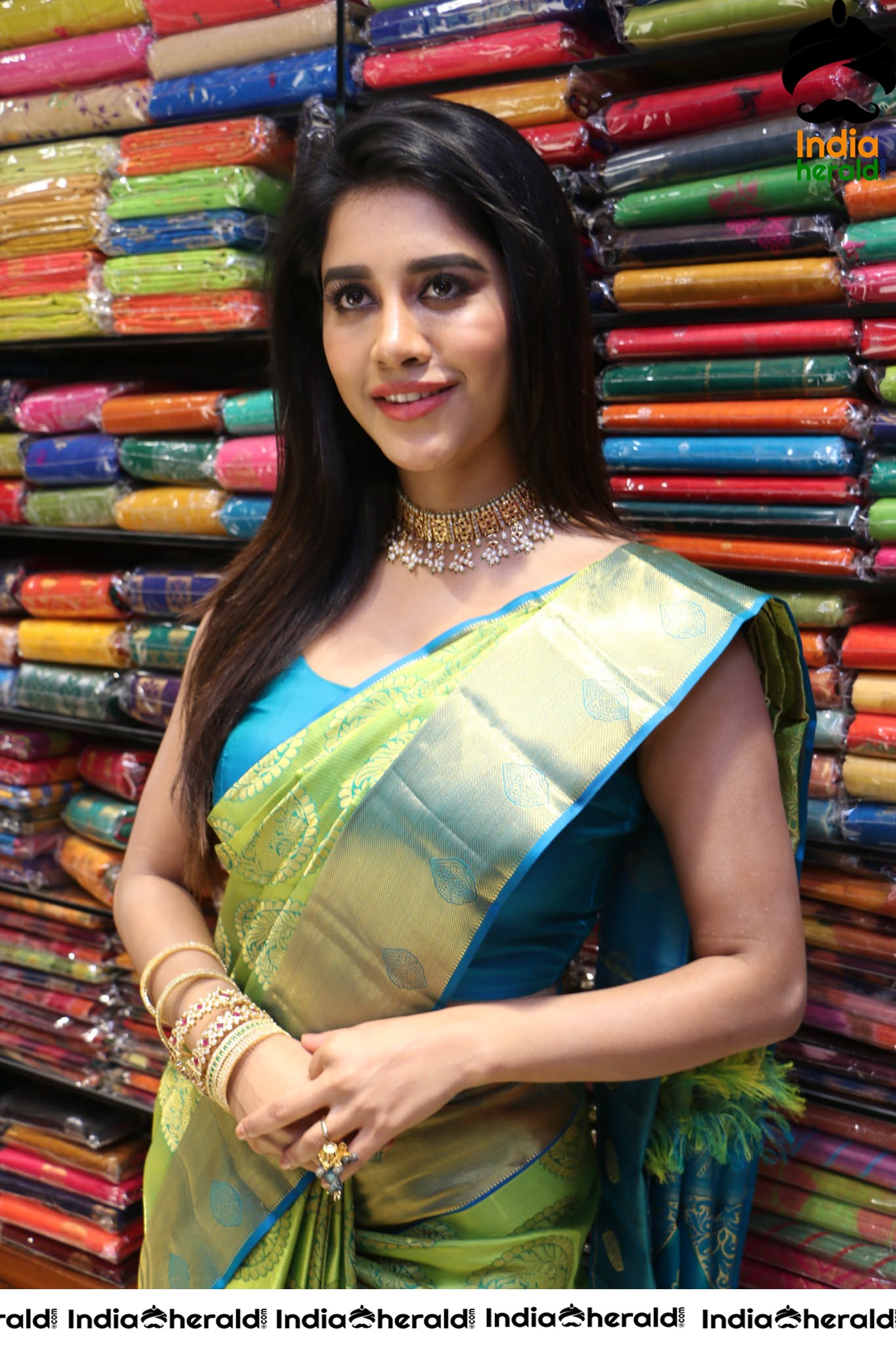 Nabha Natesh Looking Drop Dead Gorgeous in Saree at Shop Opening Set 2
