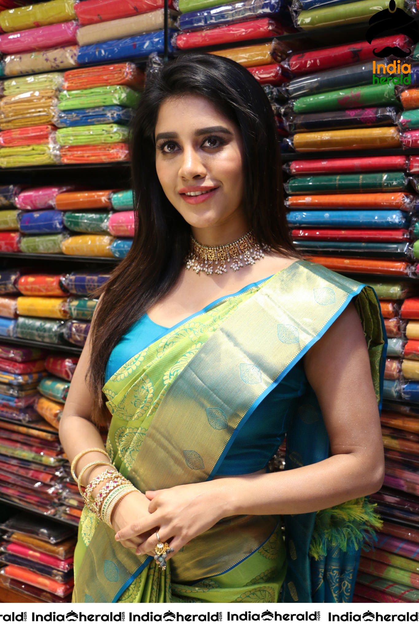 Nabha Natesh Looking Drop Dead Gorgeous in Saree at Shop Opening Set 2