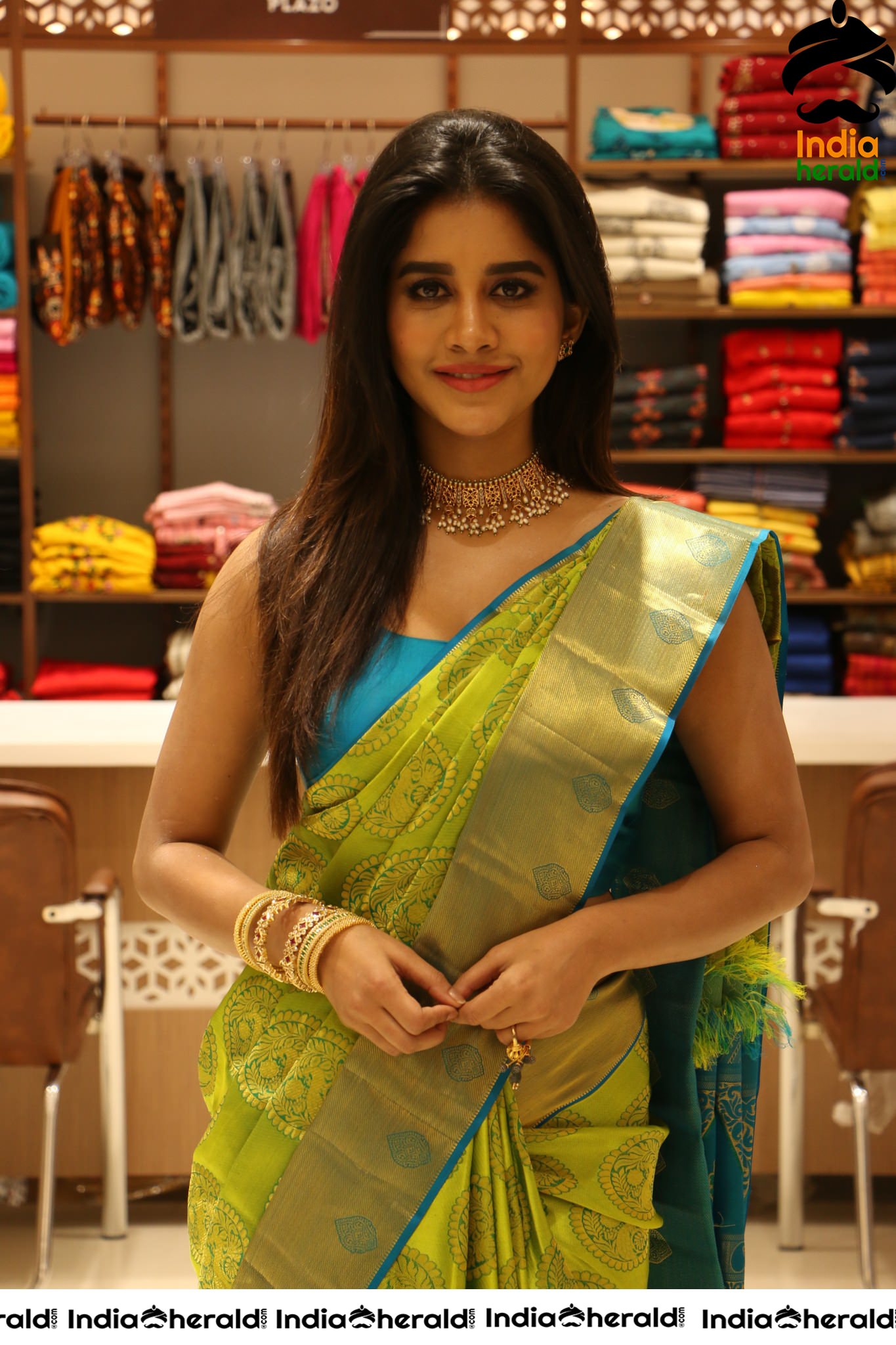 Nabha Natesh Looking Drop Dead Gorgeous in Saree at Shop Opening Set 4