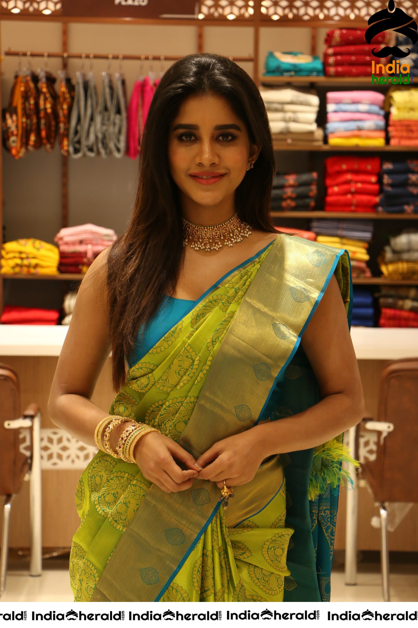 Nabha Natesh Looking Drop Dead Gorgeous in Saree at Shop Opening Set 4