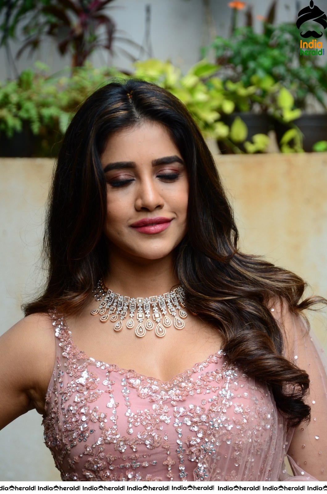 Nabha Natesh Looking So Gorgeous in Lehenga with Curled Hairs Set 1