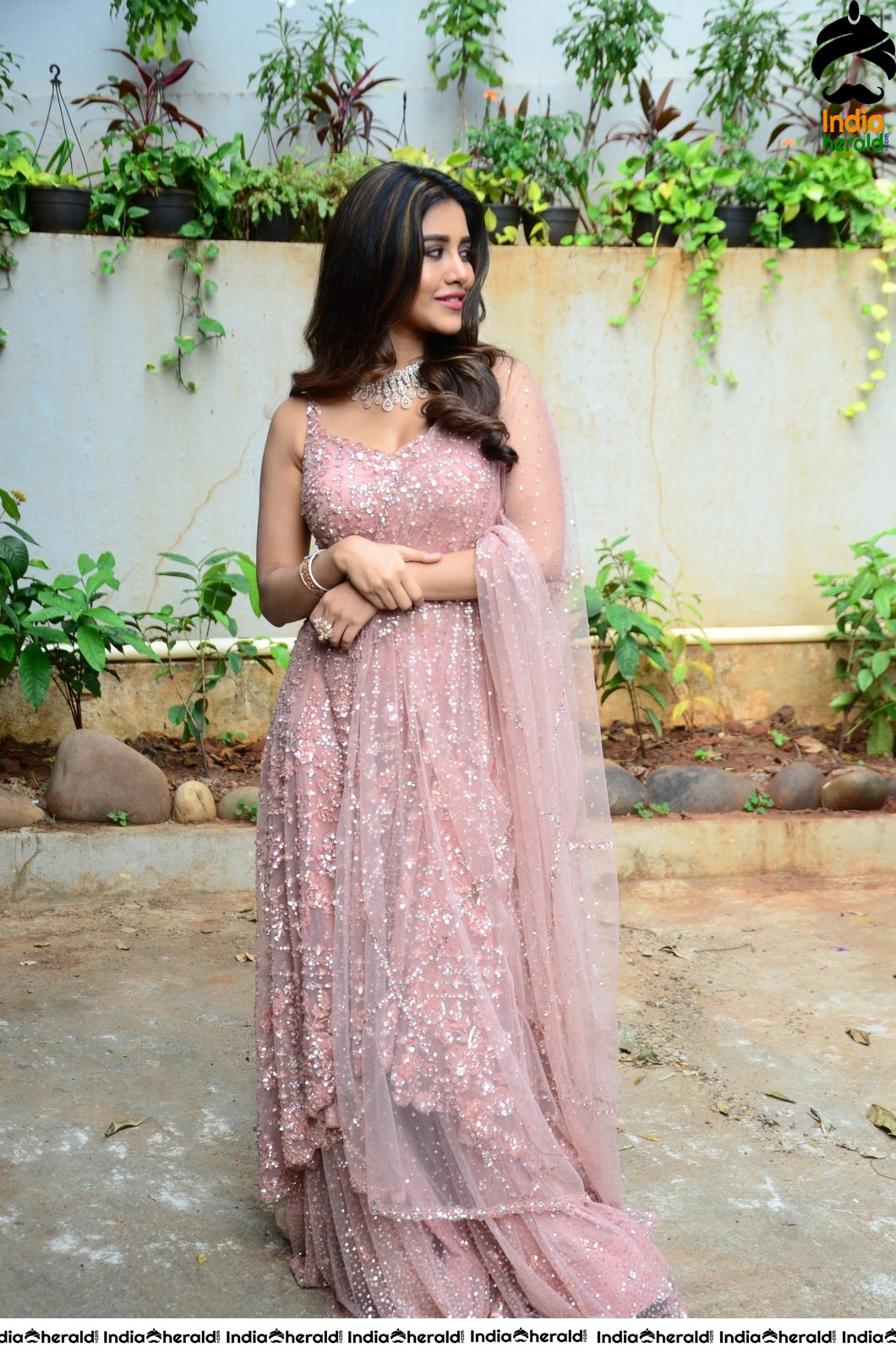 Nabha Natesh Looking So Gorgeous in Lehenga with Curled Hairs Set 2