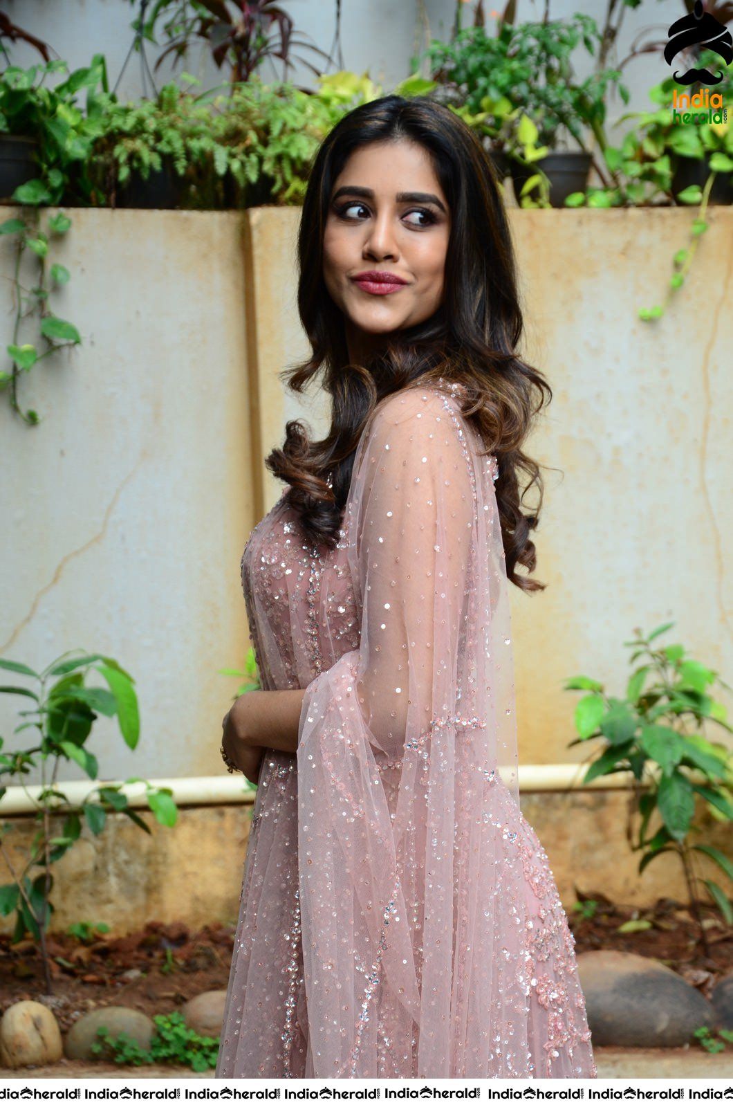 Nabha Natesh Looking So Gorgeous in Lehenga with Curled Hairs Set 2
