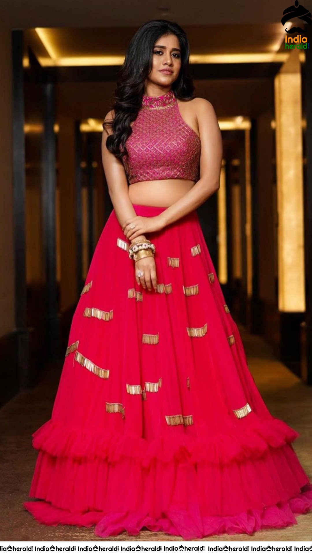 Nabha Natesh Shows Her Fleshy Waist Line In A Sexy pink Dress