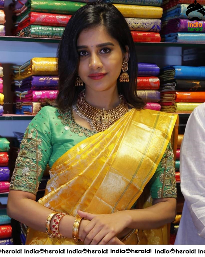 Nabha Natesh Spotted In Saree While Inaugurating CMR Shopping Mall
