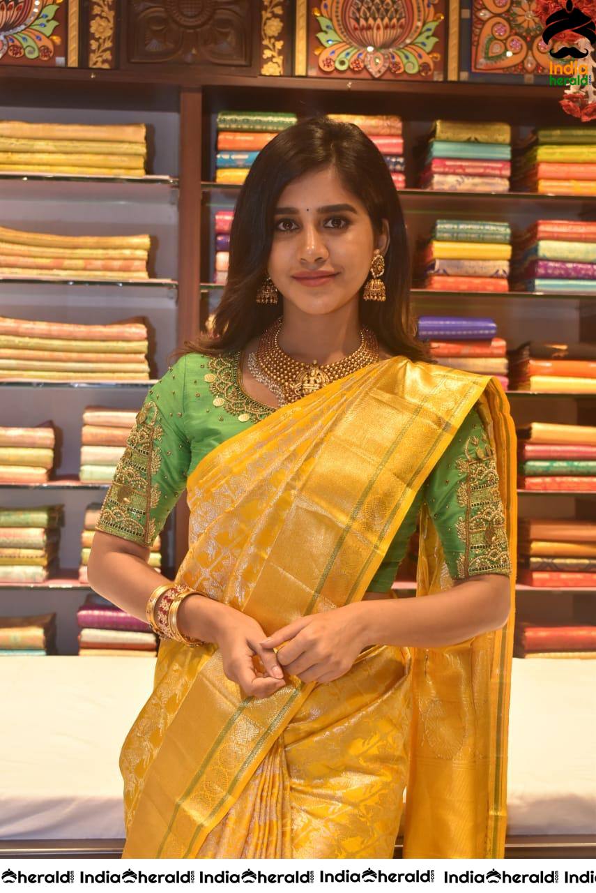 Nabha Natesh Spotted In Saree While Inaugurating CMR Shopping Mall