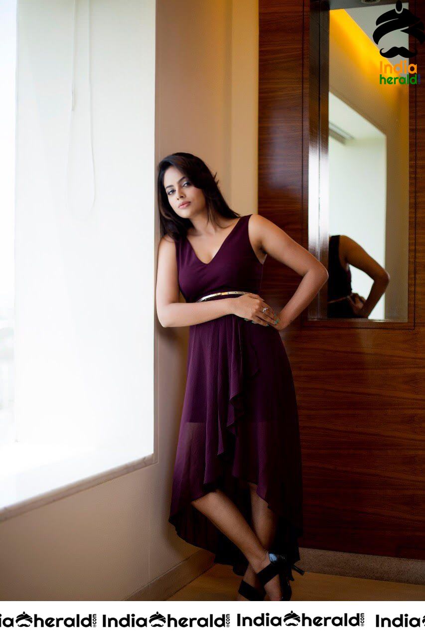 Nandita Swetha Maroon Frock Latest Hot Photoshoot