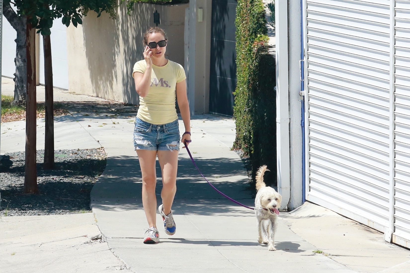 Natalie Portman In A Sexy Shorts Walking With Her Puppy In LA
