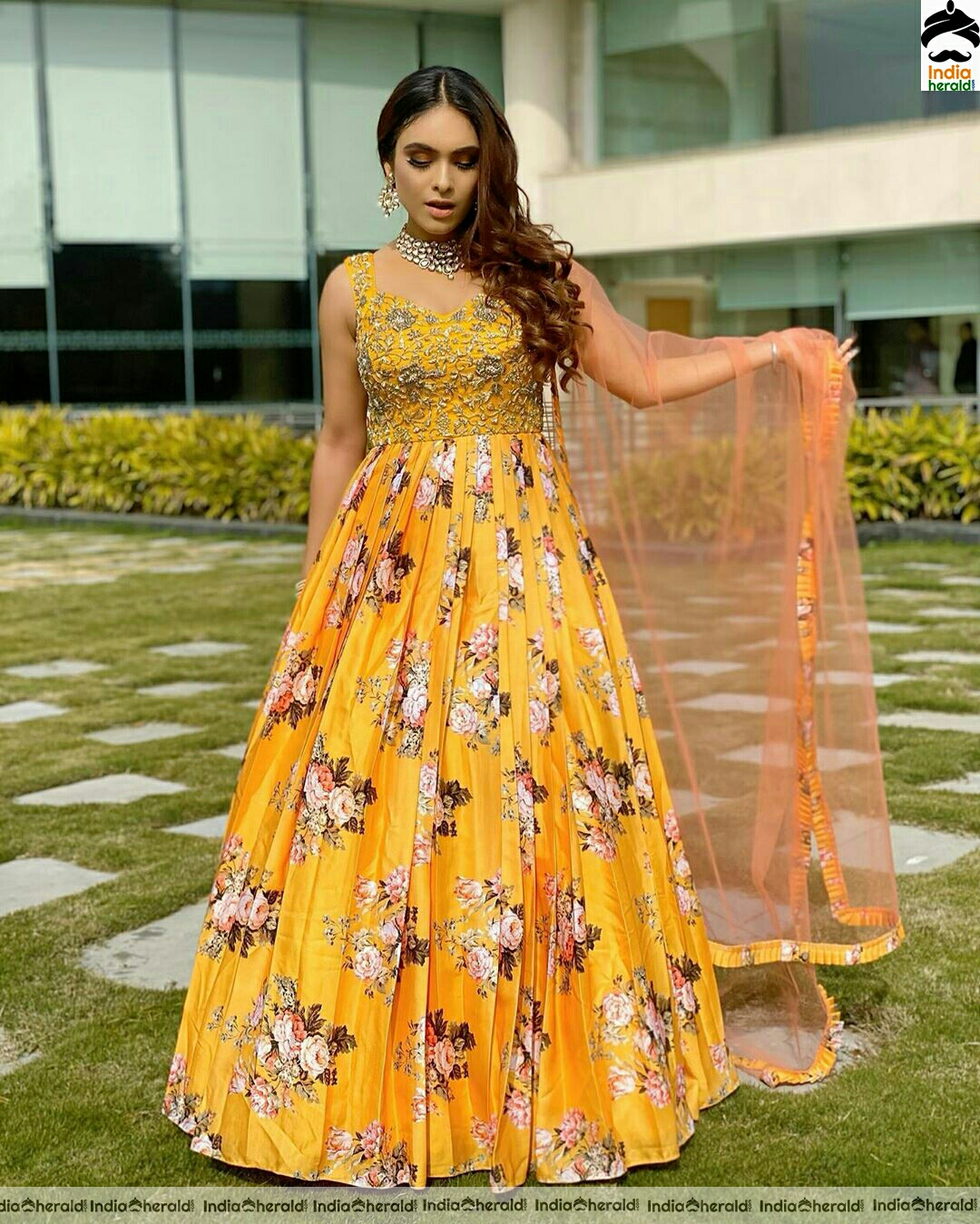 Neha Malik Cute Yellow Dress stills