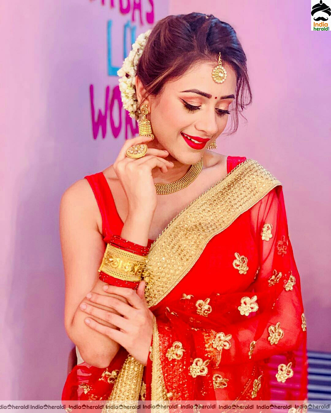 Niba Nawab Cute And Gorgeous Red Saree Stills