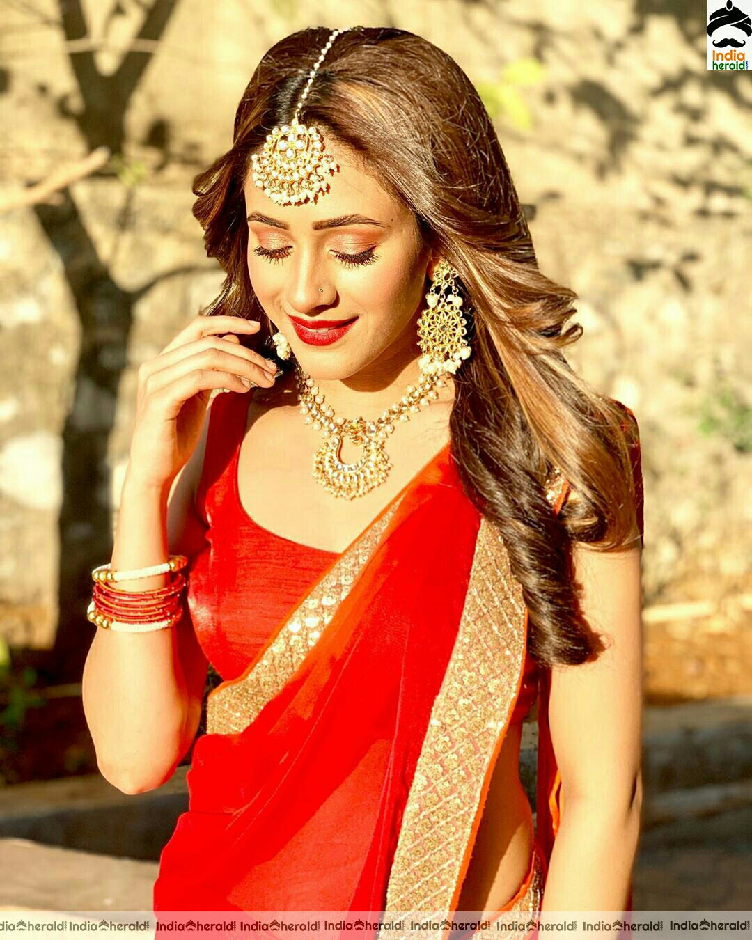 Niba Nawab Cute And Gorgeous Red Saree Stills